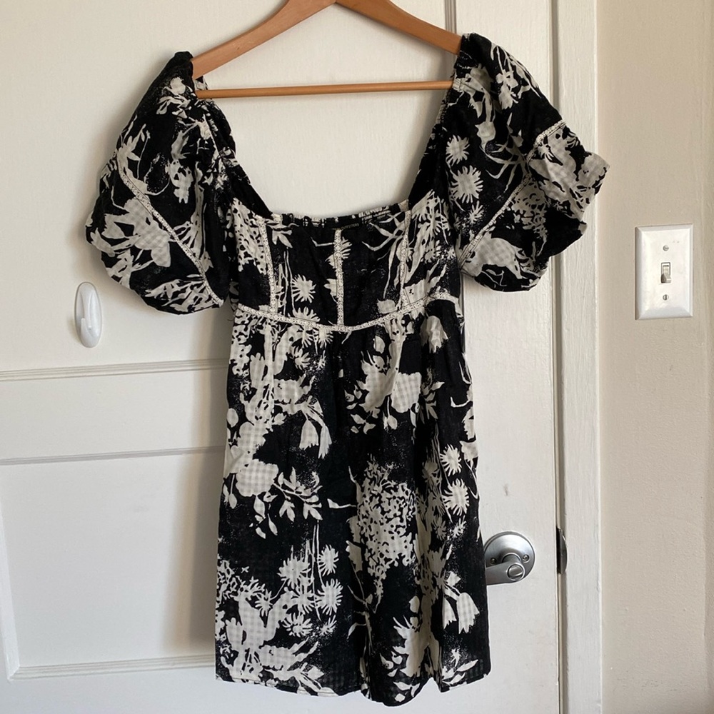 Elegant Black and White Floral Dress